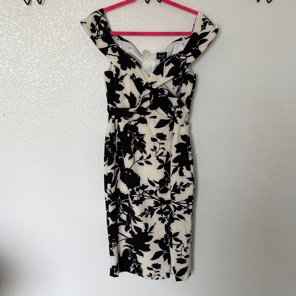 Bardot Black And White Floral Midi Dress